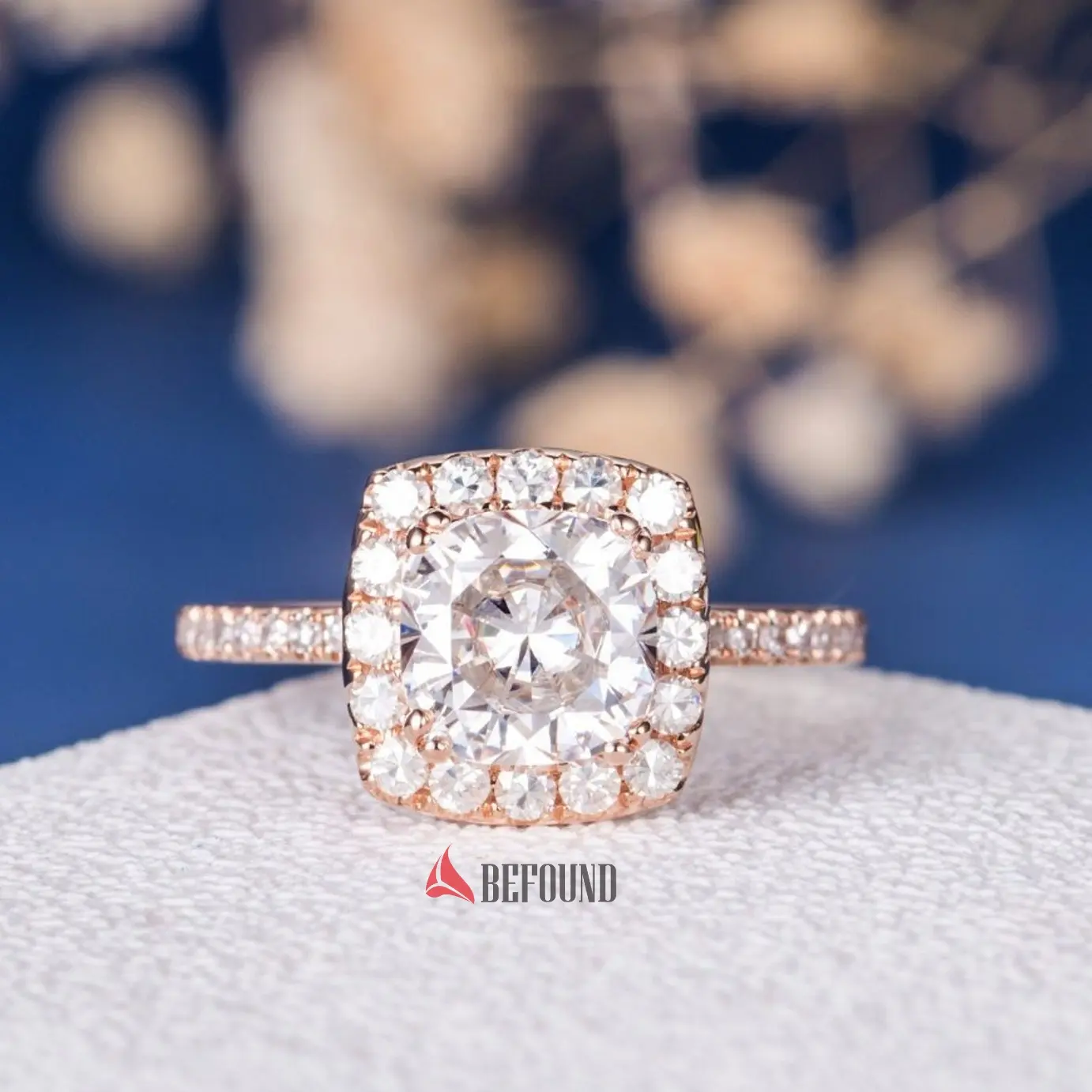 नई महिलाओं के लिए 1.2ct कुशन कट Moissanite हीरे की अंगूठी शादी की सगाई के गहने डी रंग वीवीएस 14K गुलाब गोल्ड Moissanite अंगूठी