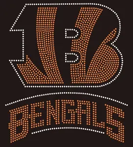 Transferência de strass personalizada B Bengals do fabricante da China para uso em roupas e decoração