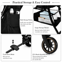 Poussette double multifonction 3 en 1 pliable pour jumeaux, chariot de transport pour nourrissons et tout-petits