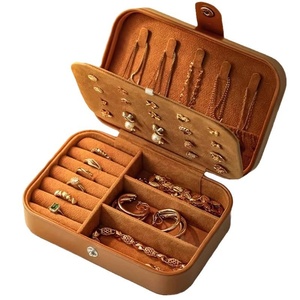 Boîte en cuir <span class=keywords><strong>doré</strong></span> de grande capacité pour bijoux rétro haut de gamme, idéale pour ranger boucles d'oreilles, bagues, bracelets et colliers - DORE Zhejiang - Product Image 5