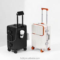 Valise de voyage à ouverture frontale avec cadre en aluminium, bagage rigide en PC, compartiment intégré pour ordinateur portable, serrure à combinaison, roues pivotantes à 360°