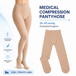 Collants de compression médicale 20-30 mmHg à soutien gradué, fabricant de chaussettes OEM sous marque privée - Product Image 1