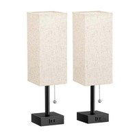 Lampe de chevet minimaliste pour chambre à coucher avec deux ports USB, variateur de lumière à 3 couleurs, interrupteur à chaîne, veilleuse