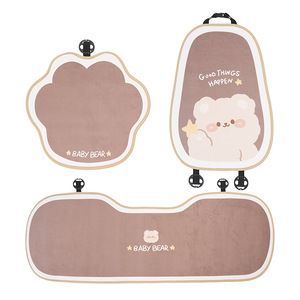Ensemble de coussins de siège de voiture en peluche, doux et universels, pour l'automne et l'hiver, design décoratif ours, quatre saisons - Product Image 5
