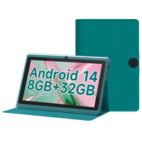 Tableta Portátil de 7 Pulgadas con Android 14 Educativo, 8 GB de RAM, 32 GB de ROM, 3000 mAh, Funda de Cuero