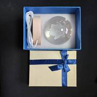 Boule de cristal K9 de 6 cm et 8 cm, vierge pour gravure laser, lampe boule de cristal, veilleuse boule de cristal avec base en bois et lumière LED