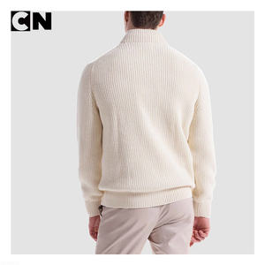 Fabricant de tricots certifié GRS, logo personnalisé, pull en laine et coton pour homme, luxe et haute qualité, fermeture éclair sur le devant - Product Image 4