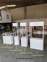 Vitrine pliante portable en alliage d'aluminium blanc pour salons professionnels, expositions, bijoux, art, porcelaine, à ouverture intérieure