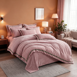 Custom OEM ODM Oeko Tex Certified Milk Velvet 6 Piece <strong>Bedding</strong> Set <strong>Olive</strong> <strong>Green</strong> Warm Soft Style Multi Scene Bedroom <strong>Bedding</strong> - Product Image 1
