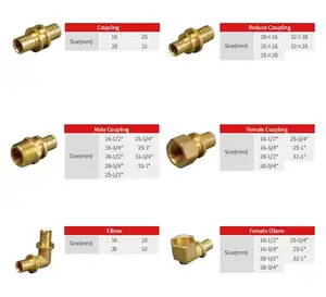 Pexパイプ用のOEM16mm真ちゅう製スライディングカップリング継手