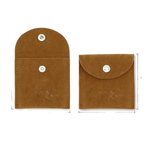 Pochette à bijoux en velours en gros avec fermeture à bouton, logo personnalisé imprimé pour collier, bague, emballage cadeau de luxe - Product Image 5