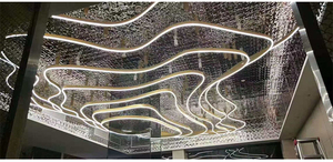 Tùy chỉnh phong cách hiện đại vàng kim loại LED ánh sáng mặt dây chuyền nhà hàng khách sạn tiệc hội trường trang trí đèn chùm trần treo - Product Image 2