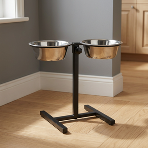 Gamelle réglable en acier inoxydable pour animaux de compagnie – Écologique, durable, lavable, portable, élégante, avec support en fer à fixation au sol pour chiens – Design moderne - Product Image 2