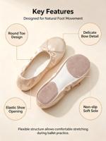 Chaussons de danse souples en satin à semelle souple pour femmes et filles, confortables et flexibles, avec détail nœud, pour l'entraînement et la pratique de la danse