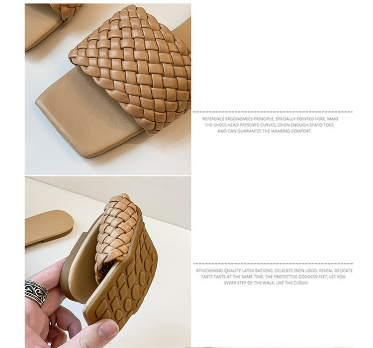 Fashion Square Head Slippers BV Braided Slides Slipper Women Shoes Summer Sandals Flat Flip flops