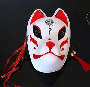 Maschera Integrale <span class=keywords><strong>da</strong></span> Gatto per Cosplay, Decorazione per Festival Estivi Giapponesi, Maschera Dipinta con Nappa e Campanello, Accessori per Cosplay Kabuki, Bianca - Product Image 4