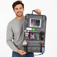 Organisateur de rangement pliable et durable en polyester multi-poches pour dossier de siège de voiture, avec support pour tablette enfant et compartiments pour boissons