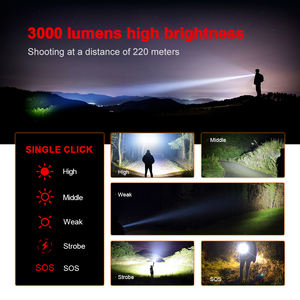 <span class=keywords><strong>Linterna</strong></span> Táctica Recargable de Alta Potencia con Luz <span class=keywords><strong>LED</strong></span> Blanca, Alcance de 5000m, Tipo Cob Horse Race - Product Image 3