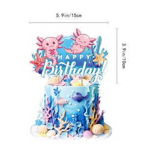 Ensemble de décorations pour fête d'enfants Axolotl, ballons joyeux anniversaire, décoration de gâteau, fournitures pour 1er anniversaire pour garçons et filles, thème salamandre - Product Image 4