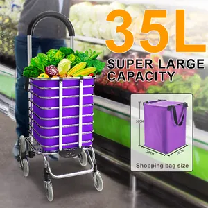 Carrinho de compras de supermercado, carrinho utilitário dobrável resistente, carrinho leve para bagagem de lavanderia de supermercado