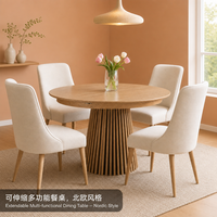 Table à manger extensible de taille personnalisable, finition naturelle, structure en bois massif, structure stable, best-seller