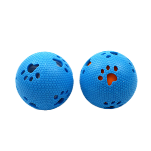 İnteraktif Kauçuk Köpek Ödül Topu |   Eğitim ve Sıkıntı Giderme için Yiyecek Dağıtıcı Delikli Dayanıklı Çiğneme Oyuncağı - Product Image 1