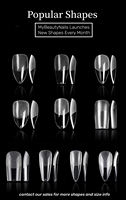 MyBeautyNails 24pcs sac de recharge tip de unas gel mou demi-mat gravé sans lime court cercueil amande gel x clair gel doux ongles conseils