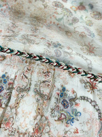 Robe longue pour filles, style vintage, col mandarin, bordure en dentelle, manches princesse, imprimé floral, antistatique, polyester/nylon, printemps-été