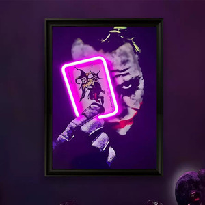 Cadre photo LED Joker poker, décoration murale intérieure néon, peinture lumineuse suspendue, alimentation USB, lumière ambiante à intensité réglable - Product Image 1