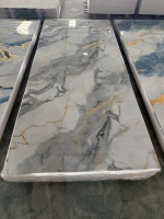 Panneau mural décoratif moderne en PVC imperméable à l'eau, à motif géométrique marbré, avec revêtement UV, insonorisant, pour appartement