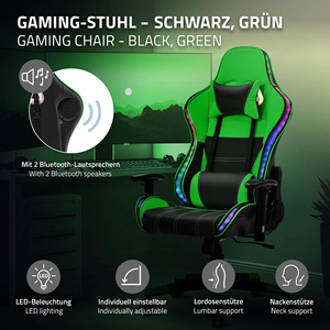 Altura ajustable gran oferta masaje <span class=keywords><strong>verde</strong></span> Rgb luz ergonómica espalda <span class=keywords><strong>Gamer</strong></span> <span class=keywords><strong>silla</strong></span> giratoria Bluetooth altavoces ordenador <span class=keywords><strong>silla</strong></span> de oficina - Product Image 3