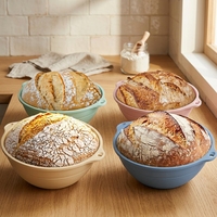 Lot de 4 paniers de levage pliables de 9 pouces pour pain au levain, en silicone antiadhésif, avec doubles poignées, sans BPA