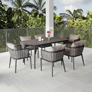 Hiện Đại Sang Trọng Ngoài Trời Patio Vườn Ăn Uống 1Pcs Bảng Và 6Pcs Ghế Đặt Cho Khách Sạn Nhà Hàng - Product Image 3