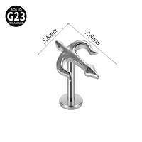 F136 G23 Titane Trident Courbé Imposant à Filetage Interne, Barre Plate, Piercing d'Oreille et de Lèvre, Bijou de Mode