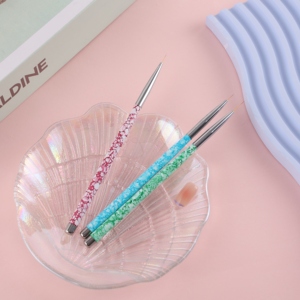 Ensemble de 3 pinceaux <span class=keywords><strong>liner</strong></span> pour nail art avec manche en marbre de haute qualité, pour dessin de couleurs, traçage de lignes, sculpture et peinture d'ongles - Product Image 3