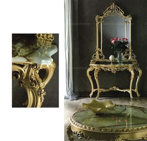 Table <span class=keywords><strong>console</strong></span> en <span class=keywords><strong>marbre</strong></span> avec miroir, style <span class=keywords><strong>baroque</strong></span> luxueux, sculptée en bois doré - Product Image 4