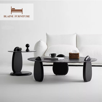 Fournisseur de table basse latérale en verre grainé à l'eau de haute qualité de couleur claire design rond pour meubles de salon