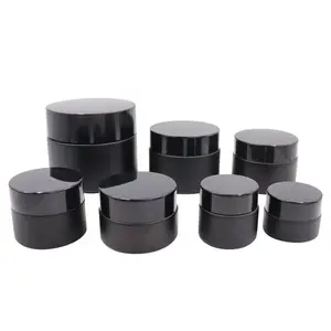 Frosted black uv glass jar 5ml 10g Cosmetic Cream Empty Refillable Sample Jars Travel Makeup Pot