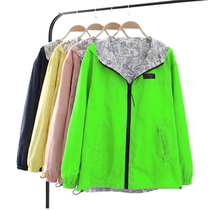 Manteau trench réversible à capuche pour femme, taille 3XL, style preppy, manches longues, printemps-automne, polyester, fermeture éclair - Product Image 1