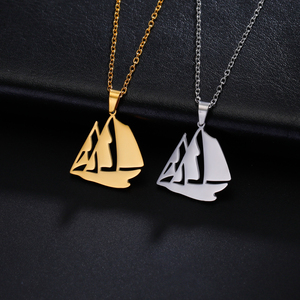 Marin voilier en acier inoxydable collier marin <span class=keywords><strong>Viking</strong></span> bateau Pirate pendentif mode aventure bijoux cadeaux pour les femmes - Product Image 2