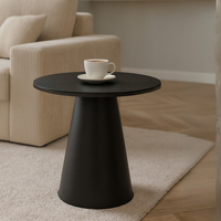 Table basse ronde noire de luxe nordique, cadre en fer minimaliste moderne, écologique et durable, meubles de salon, table d'appoint