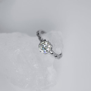 <b>Crystal</b> <b>Ring</b> Bezel Setting Round Zircon Unisex Engagement Jewelry Geometric Design - Product Image 5