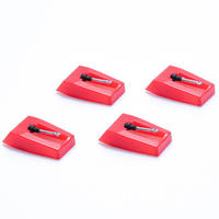 Aiguille de phonographe vintage en céramique rouge rubis, tête de lecture piézoélectrique en aluminium, aiguille de remplacement pour tourne-disque vinyle