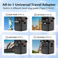 Worldplug Taille compacte 25W GaN Technologie Charge rapide Prise internationale universelle Chargeur adaptateur secteur de voyage