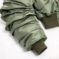 Blouson Bomber Homme Personnalisé avec Logo OEM, Ourlet en Tricot Côtelé, Manches Superposées, Fermeture Éclair, Extérieur en Nylon pour le Printemps