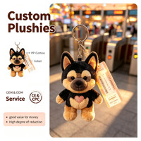Porte-clés en peluche Berger allemand rétro, Pendentif en peluche chien de dessin animé pour parc d'attractions