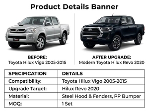 ชุดแต่ง Facelift สำหรับ Toyota Hilux Vigo ปี 05-15 อัพเกรดเป็นรุ่น Revo ปี 2020 ชุดแปลงกระจังหน้า กันชนหน้า วัสดุ ABS พลาสติก จำนวน 1 คู่ - Product Image 6