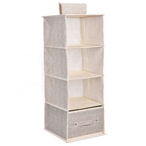 Custom 4-Tier Hanging Closet Storage Organizer Simple Houseware with 4 Shelves Removable <b>Drawers</b> Stainless Steel Double Layers - Product Image 5