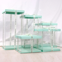 Boîte à gâteau carrée noire transparente en acétate de plastique de 6, 8, 10, 12 pouces avec couvercle et poignée, idéale pour les mariages, 10 x 10 x 6
