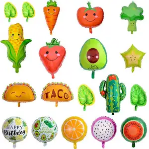 Mexico Summer Party Tropical Cactus Pineapple Ballon Kids Birthday Party Decoration Toy Vegetable Fruit Aluminum Foil Balloon